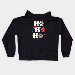 Ho Ho Ho Paw Print Christmas Lights Dog Lover Christmas Gift Kids Hoodie